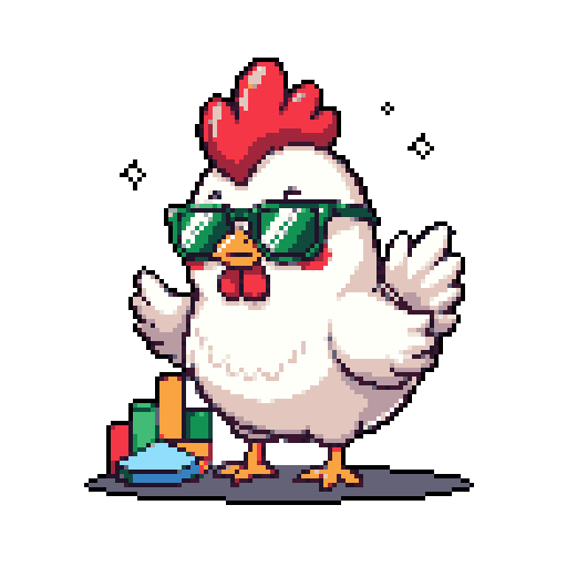 Chicken with pie chart for Tokenomics